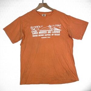 Texas Water Skiing Comfort Colors Mens Medium Shirt Orange Lake Breeze Ski Lodge